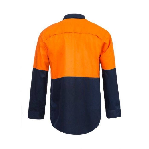 Picture of WorkCraft, Lightweight Hi Vis Two Tone Long Sleeve Vented Cotton Drill Shirt